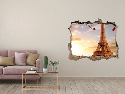 Fototapeta dziura na ścianę 3d Wieża Eiffla Paryż