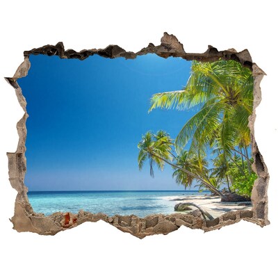 Dziura 3d w ścianie na ścianę Malediwy plaża