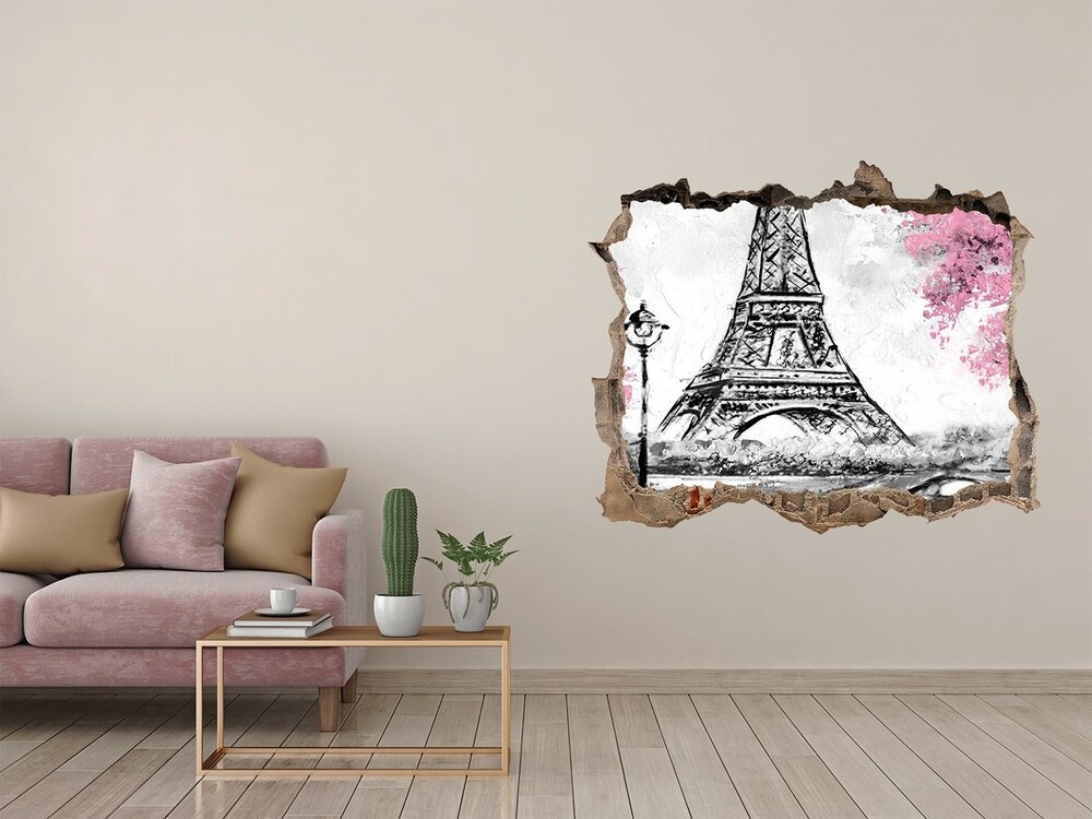 Fototapeta dziura na ścianę 3d Wieża Eiffla Paryż