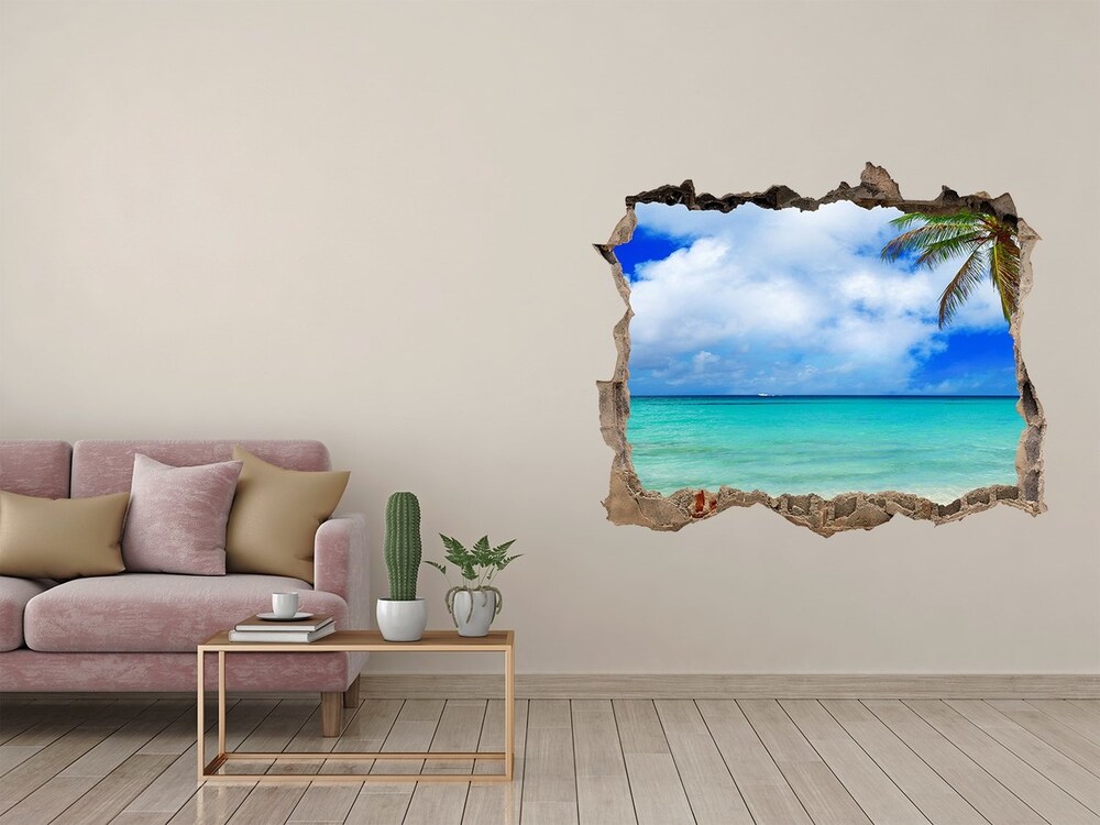 Dziura 3d w ścianie naklejka Karaiby plaża