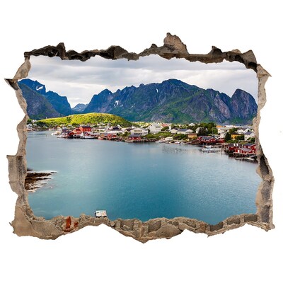 Dziura 3d w ścianie naklejka Lofoty w Norwegii