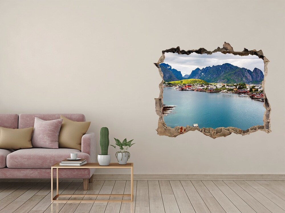Dziura 3d w ścianie naklejka Lofoty w Norwegii