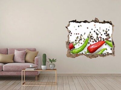 Naklejka 3D dziura na ścianę Papryczki chilli