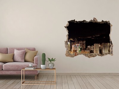 Fototapeta dziura na ścianę 3d Hongkong nocą
