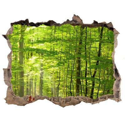 Dziura 3d w ścianie na ścianę Liściasty las