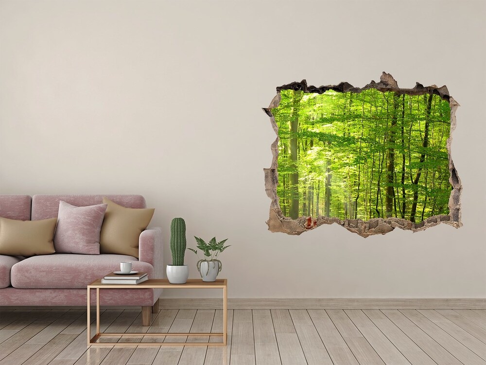 Dziura 3d w ścianie na ścianę Liściasty las