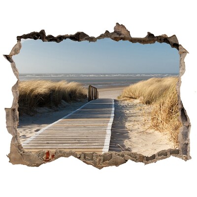Dziura 3d w ścianie naklejka Ścieżka na plaży