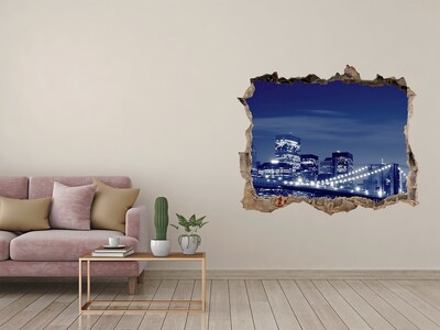 Fototapeta dziura na ścianę 3d Nowy Jork nocą