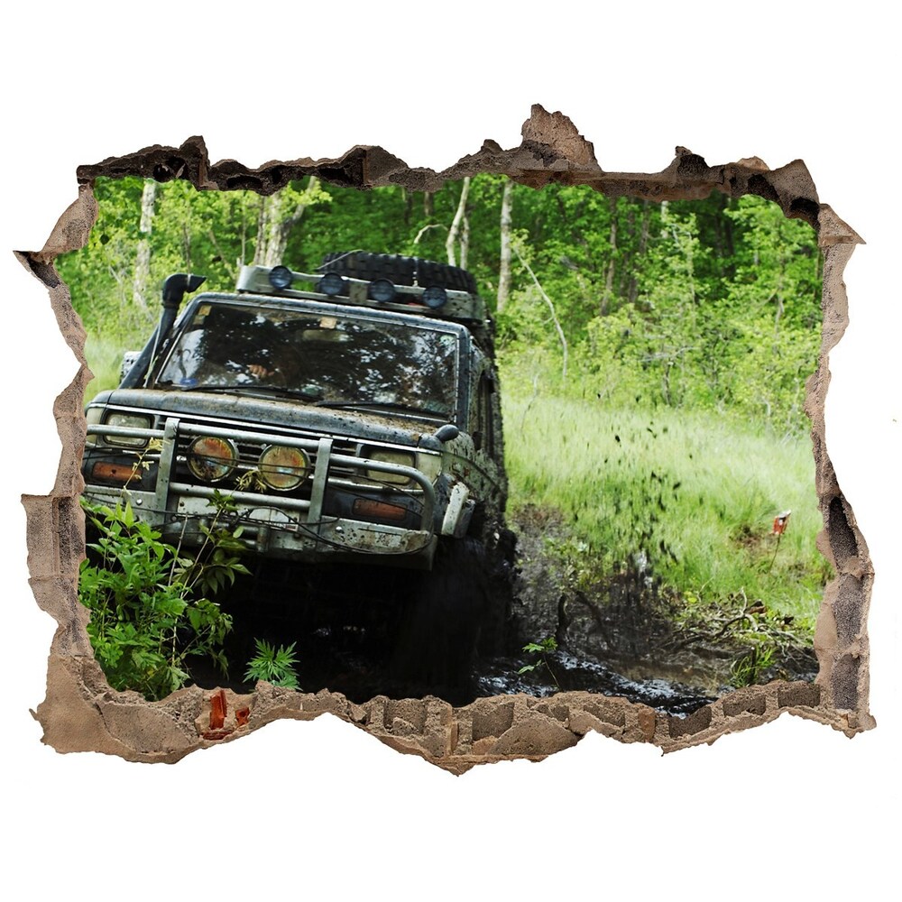 Foto zdjęcie dziura na ścianę Jeep w lesie