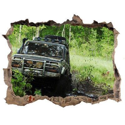 Foto zdjęcie dziura na ścianę Jeep w lesie