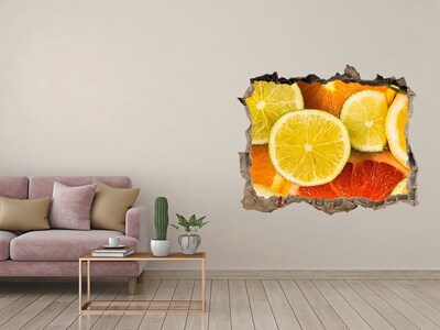 Naklejka 3D dziura na ścianę Owoce cytrusowe