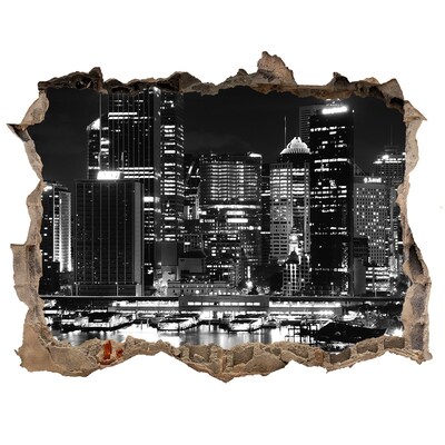 Fototapeta dziura na ścianę 3d Sydney nocą
