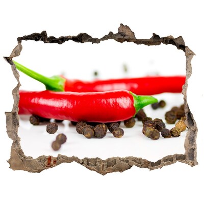 Naklejka 3D dziura na ścianę Chilli i pieprz