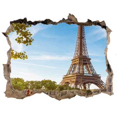 Fototapeta dziura na ścianę 3d Wieża Eiffla Paryż