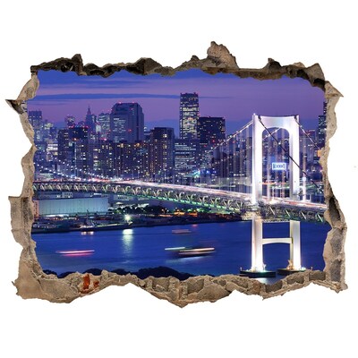 Fototapeta dziura na ścianę 3d Most w Tokio