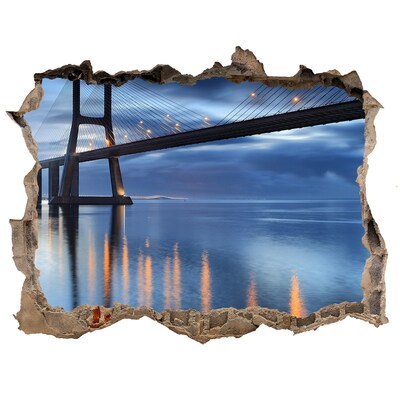 Fototapeta dziura na ścianę 3d Oświetlony most
