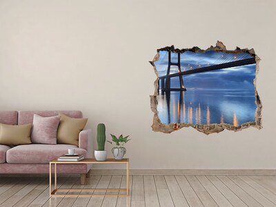 Fototapeta dziura na ścianę 3d Oświetlony most