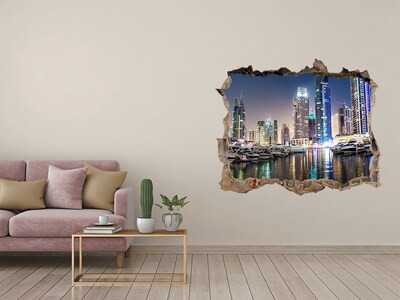 Fototapeta dziura na ścianę 3d Dubaj nocą
