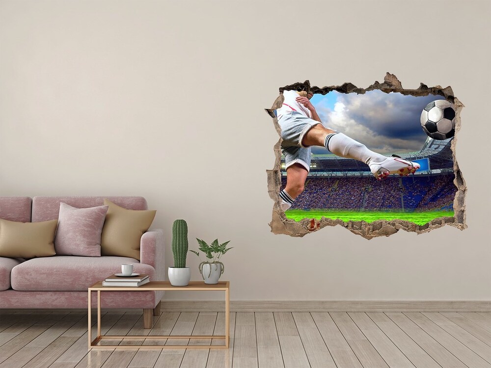 Fototapeta dziura na ścianę Piłkarz na stadionie