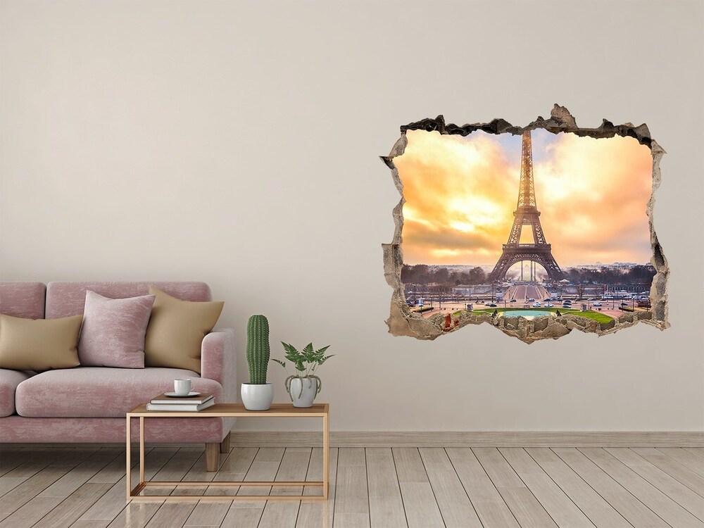 Fototapeta dziura na ścianę 3d Wieża Eiffla Paryż