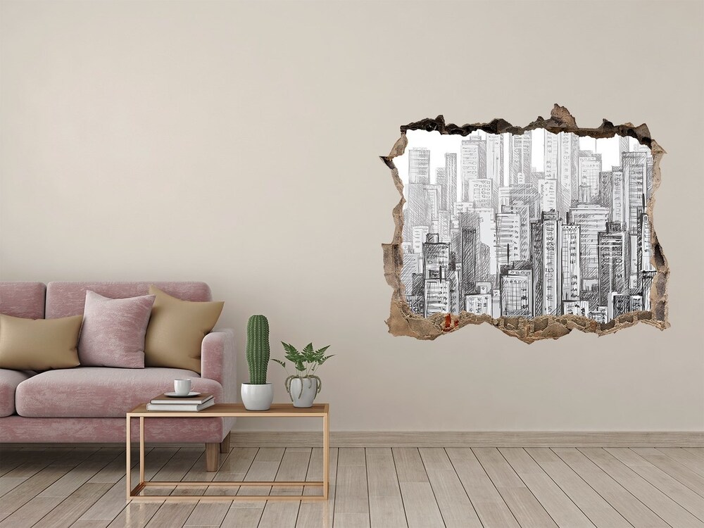 Fototapeta dziura na ścianę 3d Drapacze chmur