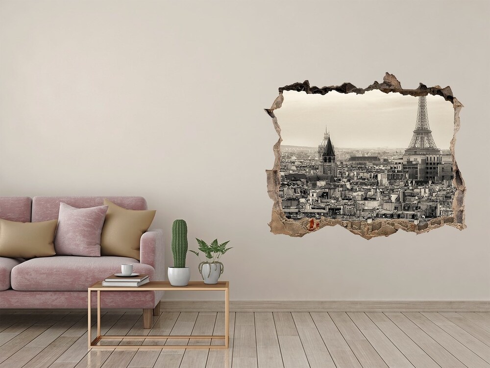 Fototapeta dziura na ścianę 3d Wieża Eiffla Paryż