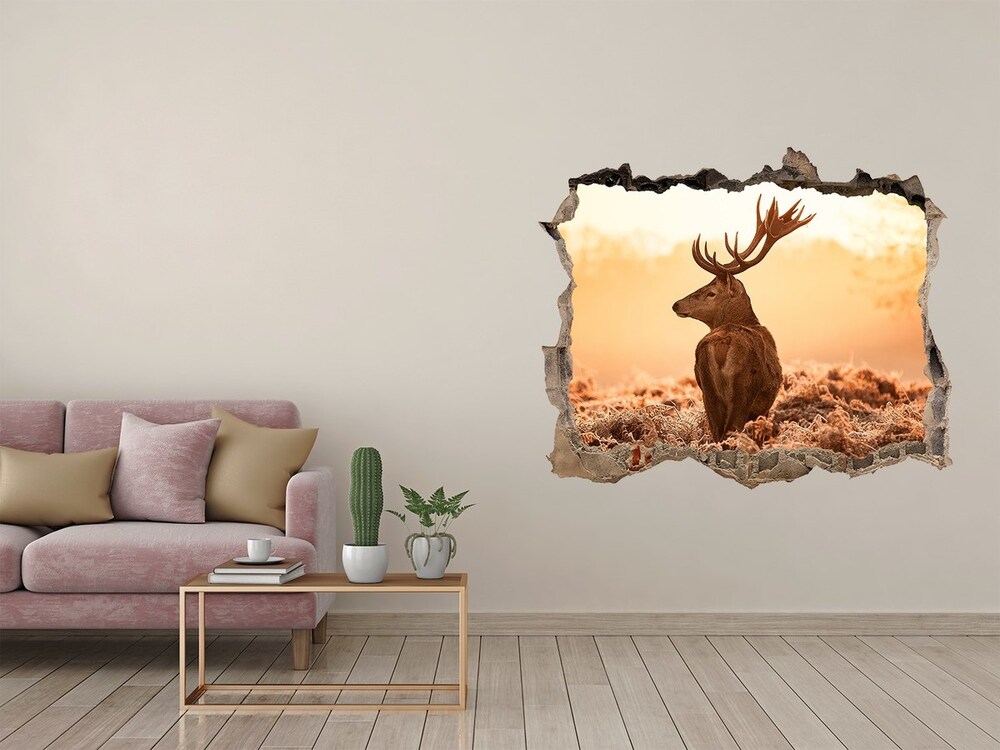 Dziura 3d fototapeta na ścianę Jeleń wschód słońca