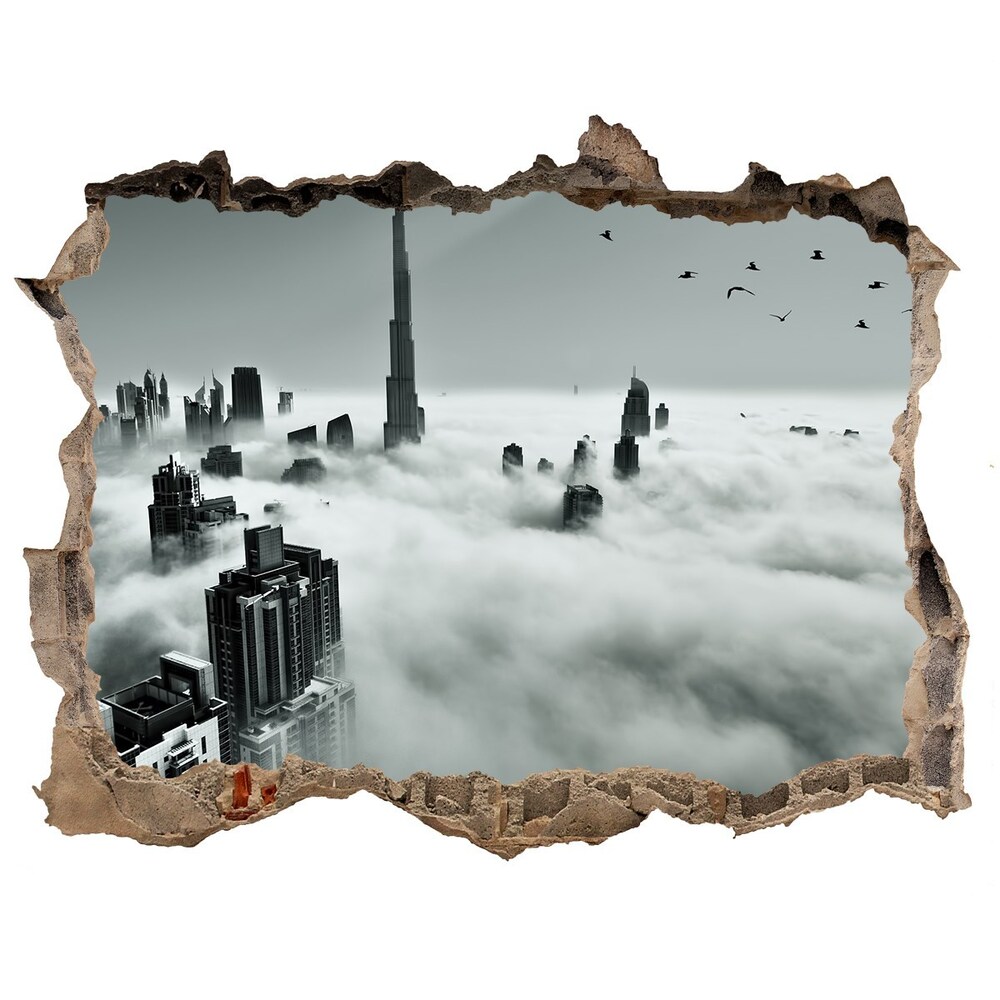 Fototapeta dziura na ścianę 3d Mgła nad Dubajem