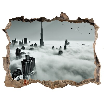 Fototapeta dziura na ścianę 3d Mgła nad Dubajem
