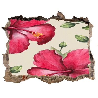 Naklejka 3D dziura na ścianę Różowy hibiskus