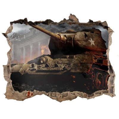 Fototapeta dziura na ścianę Czołg