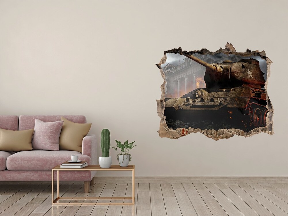Fototapeta dziura na ścianę Czołg