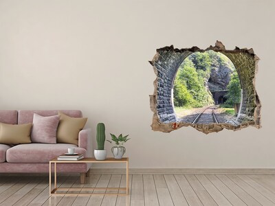 Fototapeta dziura na ścianę 3d Tunel kolejowy