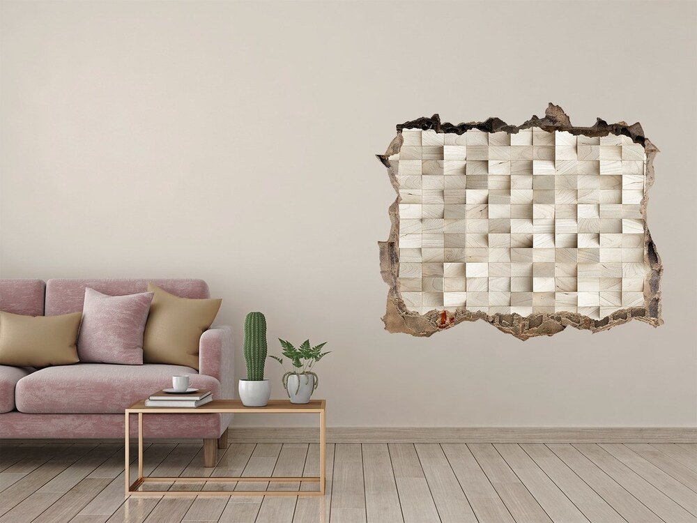 Samoprzylepna dziura 3D Drewniane kostki