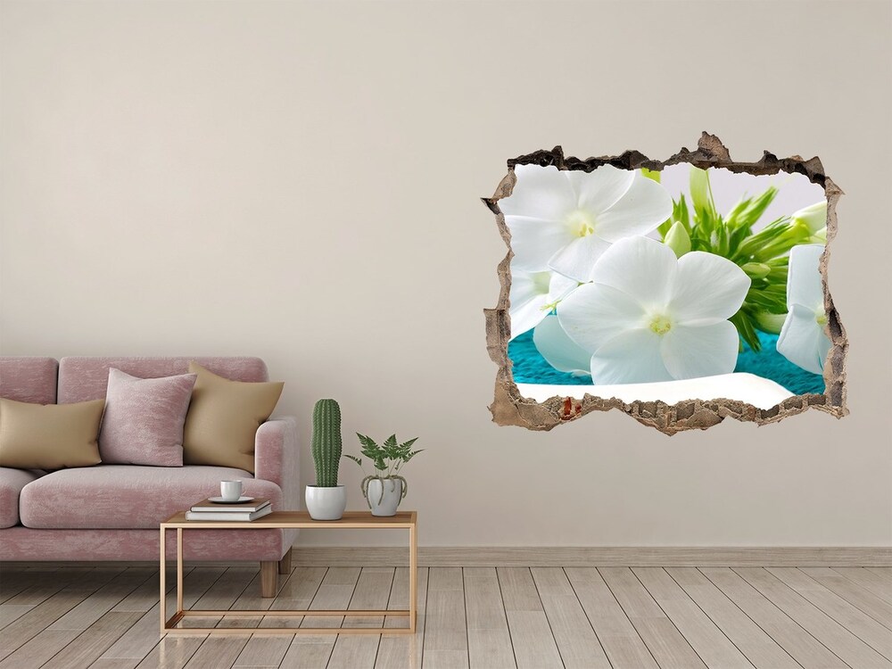 Fototapeta dziura na ścianę Białe kwiaty spa