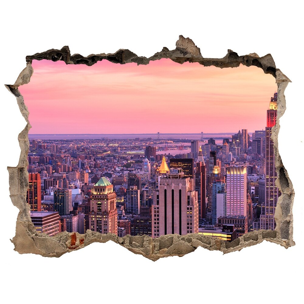 Fototapeta dziura na ścianę 3d Nowy Jork zachód