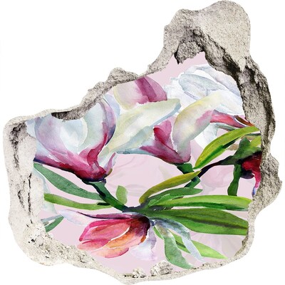 Naklejka 3D dziura na ścianę Kwiaty magnolii