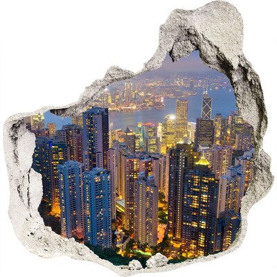 Fototapeta dziura na ścianę Hongkong nocą