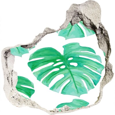 Naklejka 3D dziura na ścianę beton Monstera