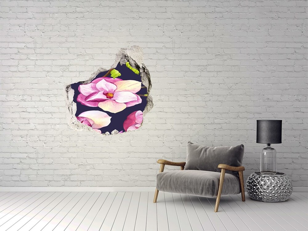 Naklejka 3D dziura na ścianę beton Magnolia