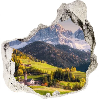Dziura 3d w ścianie na ścianę Panorama góry