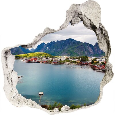 Dziura 3d w ścianie naklejka Lofoty w Norwegii