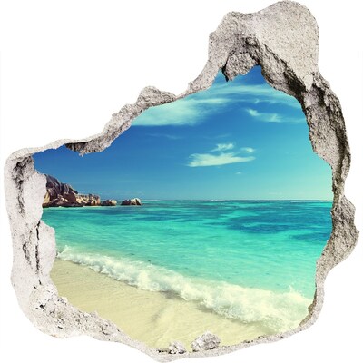 Dziura 3d w ścianie naklejka Seszele plaża