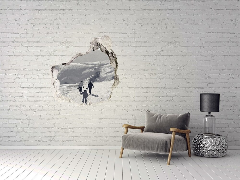 Fototapeta dziura na ścianę Narciarze