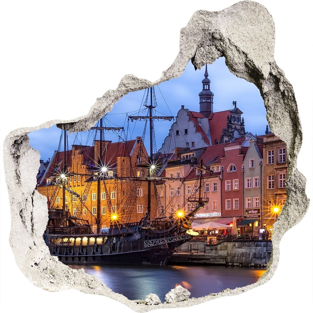 Dziura 3d w ścianie naklejka Gdańsk Polska