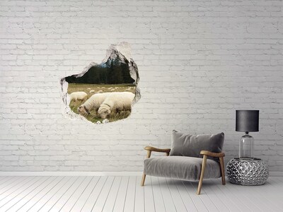 Dziura 3d fototapeta naklejka Pasące się owce