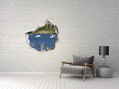 Dziura 3d fototapeta naklejka Białe łabędzie