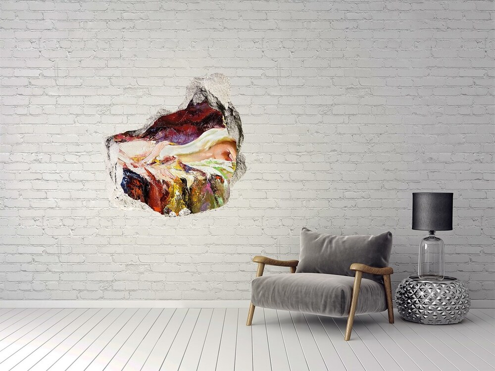 Dziura 3d fototapeta naklejka Leżąca kobieta