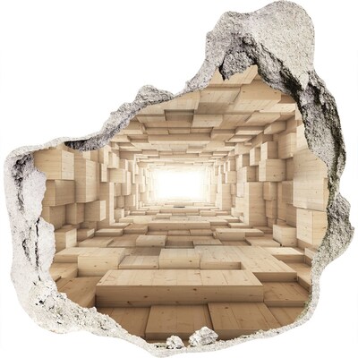 Dziura 3d fototapeta naklejka Drewniany tunel
