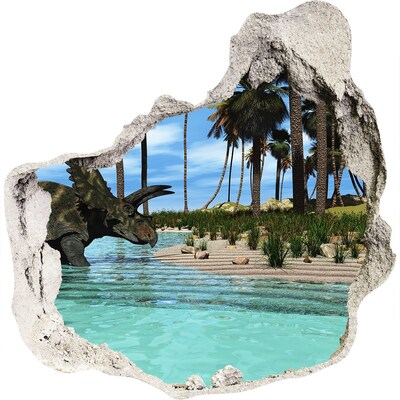 Dziura 3d fototapeta na ścianę Dinozaury